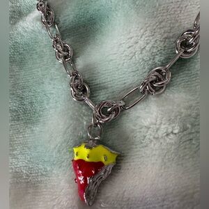 Silver Chain Necklace with Red Strawberry pendant NEW